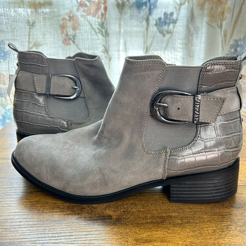 Bandolino Dolly Mixed-Media Croc & Suede Ankle Booties Size 8